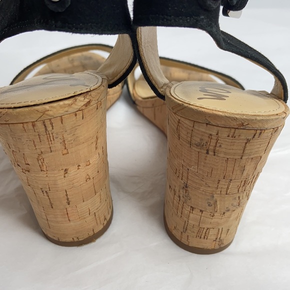 Sam Edelman size 7 1/2 ankle strap black wedge - Picture 7 of 11